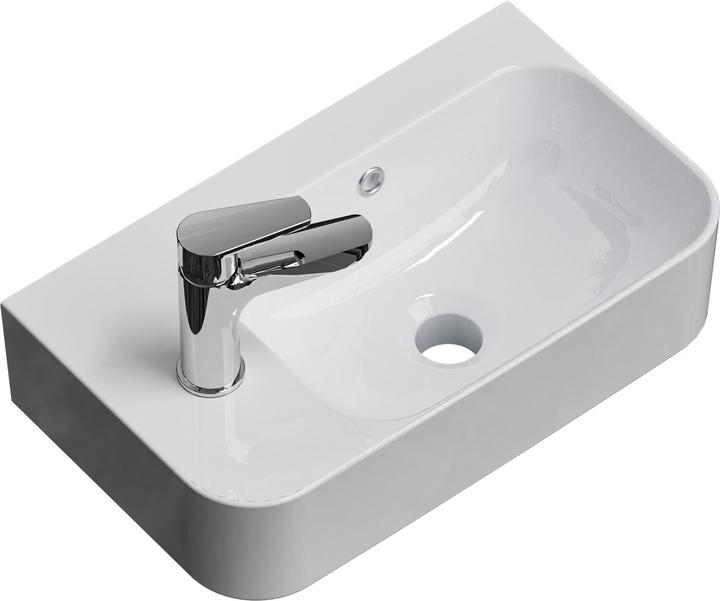 Produktbild Emke Wandwaschbecken 450 x 265 x 156 mm, Rechteckig, Keramik, Hahnloch links, Strahlend weiss (265 mm, 450 mm)