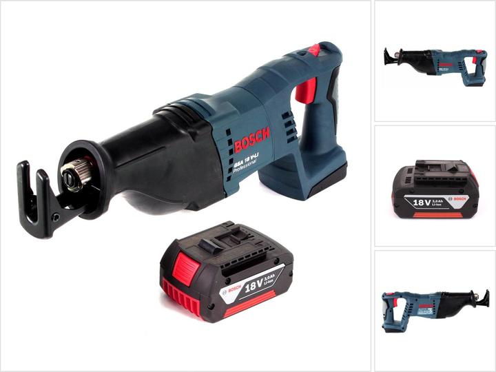 1x Bosch GSA 18 V-Li N Professional 18 Volt Akku Säbelsäge, 1x Bosch GBA 18 V 3,0 Ah Li-Ion Akku