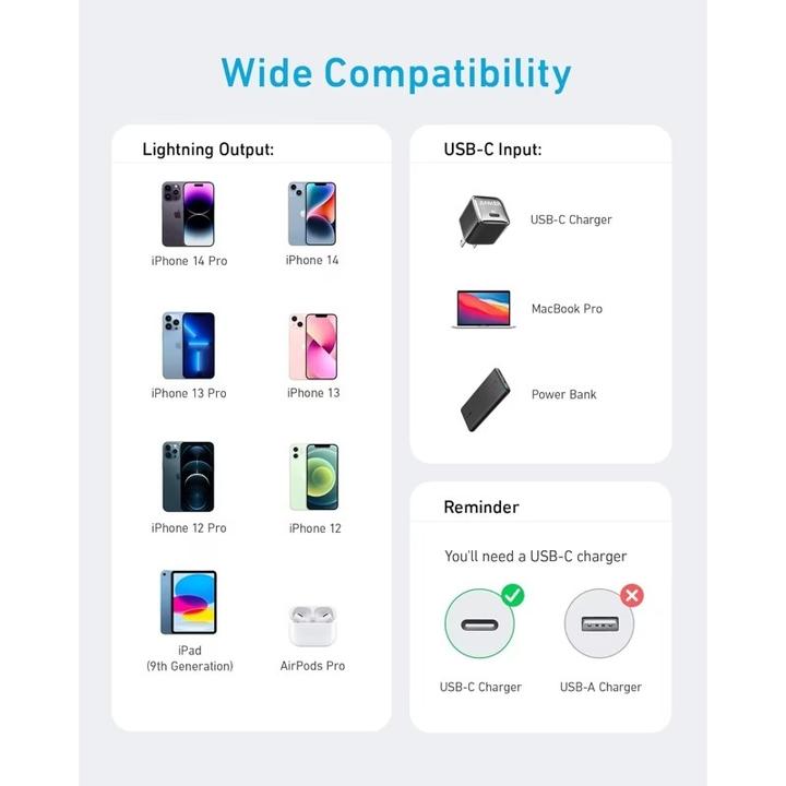 Immagine prodotto Anker 310 braided Kabel - USB-C zu Lightning - 0.9M - Schwarz (0.90 m)