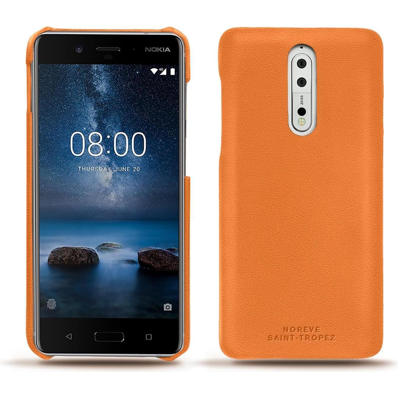 Noreve Lederschutzhülle (Nokia 8), Smartphone Hülle, Orange