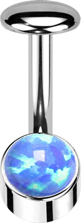 Actual product image Star Piercing Threadless Labret-Stab Banane silber Zylinder silber Opal blau (without brass, Titanium)