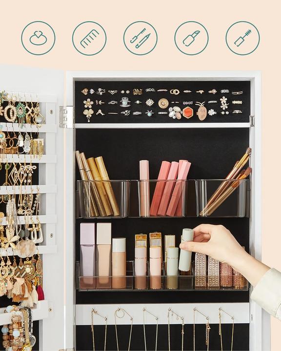 Actual product image Songmics Schmuckschrank Spiegelschrank Stehend Make-up Organizer Weiss