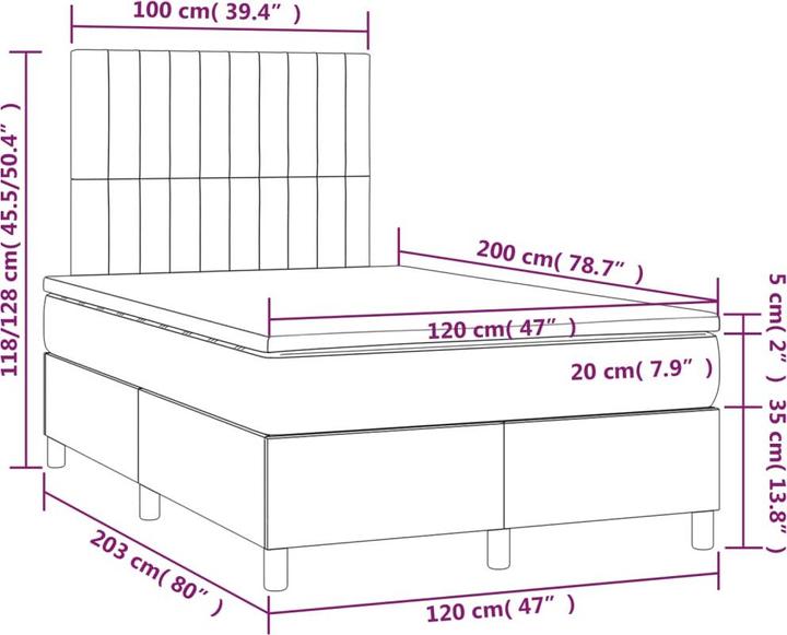 Produktbild vidaXL Boxspringbett (120 x 200 cm)