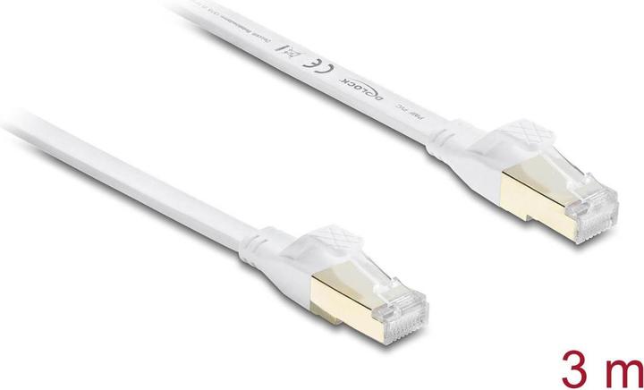Produktbild Delock RJ45 Flachband Patchkabel Cat.8.1 U/FTP bis 40 Gbps 3 m weiss (81027) (U/FTP, CAT8.1, 3 m)