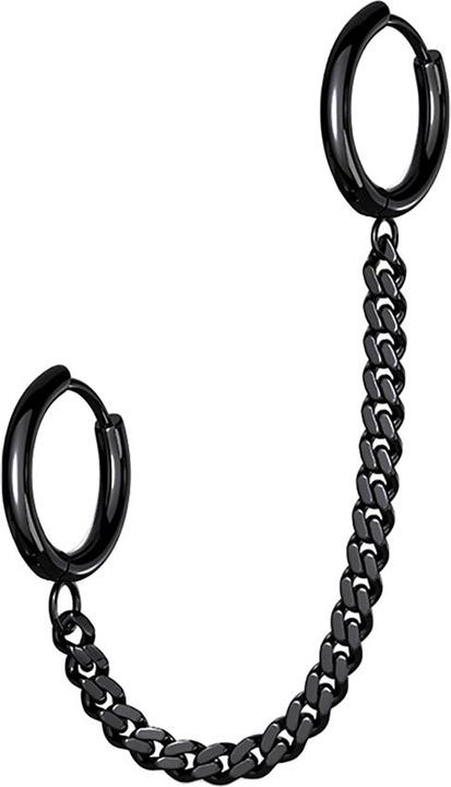 Produktbild Star Piercing Ohrring schwarz Kette mit Ohrring (ohne Messing, Chirurgenstahl 316L)