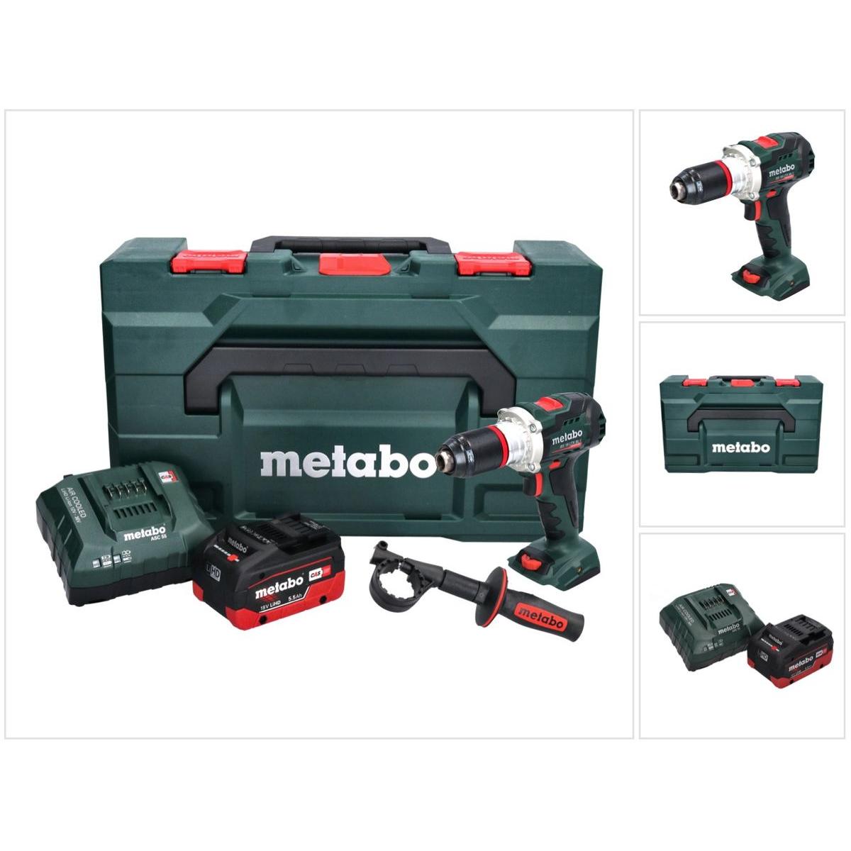 Metabo, Bohrmaschine + Akkuschrauber, BS 18 LTX BL I Akku Bohrschrauber 18 V 130 Nm + 1x Akku 5,5 Ah + Ladegerät + metaB...