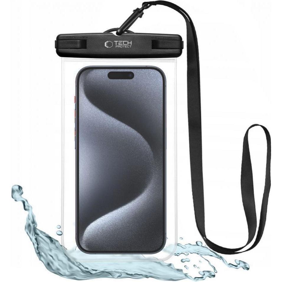 Tech-Protect Universelles wasserdichtes Tech-Protect-Gehäuse, Schwarz (Universal), Smartphone Hülle, Schwarz