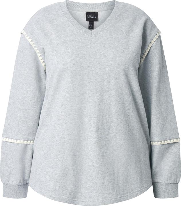 Produktbild Ulla Popken Sweatshirt, Ziernähte, Oversized, V-Ausschnitt, Langarm (54)