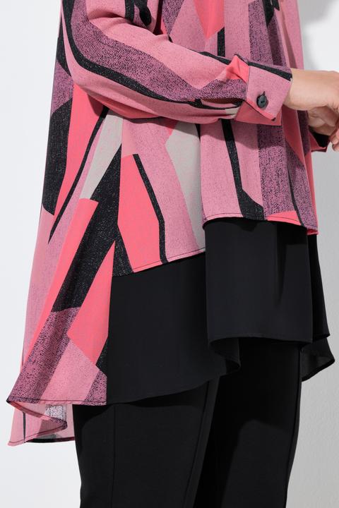 Actual product image Ulla Popken Graphic Print Layered Tunic Blouse (58)