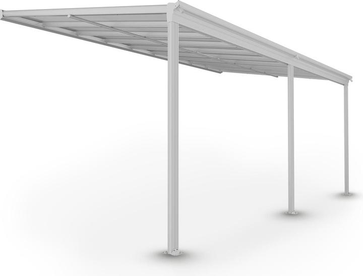 Juskys Aluminium Terrassendach Borneo 5,5x3m mit Doppelsteg-Platten - Weiss