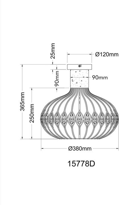 Image du produit Globo Dorthy E27 Deckenleuchte 40W Schwarz Matt, Metall Ø38cm 15778D (E27)