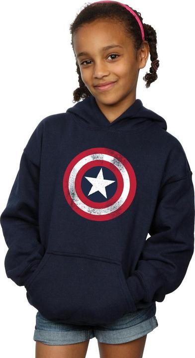 Produktbild Captain America Distressed Shield Kapuzenpullover Mädchen (128)