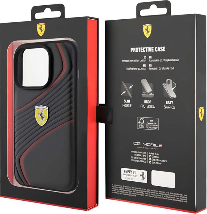 Immagine prodotto Ferrari FEHCP15LPTWK Custodia rigida per iPhone 15 Pro 6,1" in pelle/nero Twist Metal Logo (Apple iPhone 15 Pro)