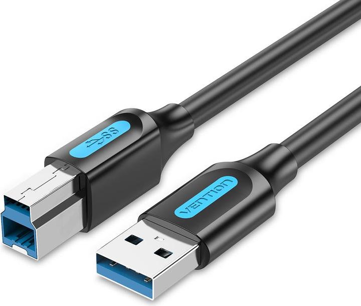 Actual product image Vention USB 3.0 A to B cable COOBI 3m Black PVC (3 m, USB 3.2 Gen 1)
