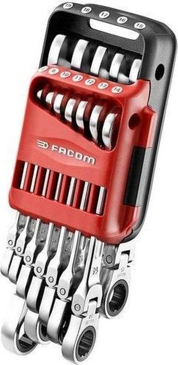 Actual product image Facom - Set Hinged Steekringratelsleutels, Metric Maten In Houder (10 mm, 11 mm, 12 mm, 13 mm, 14 mm, 15 mm, 16 mm, 17 mm, 18 mm, 19 mm, 7 mm, 8 mm)