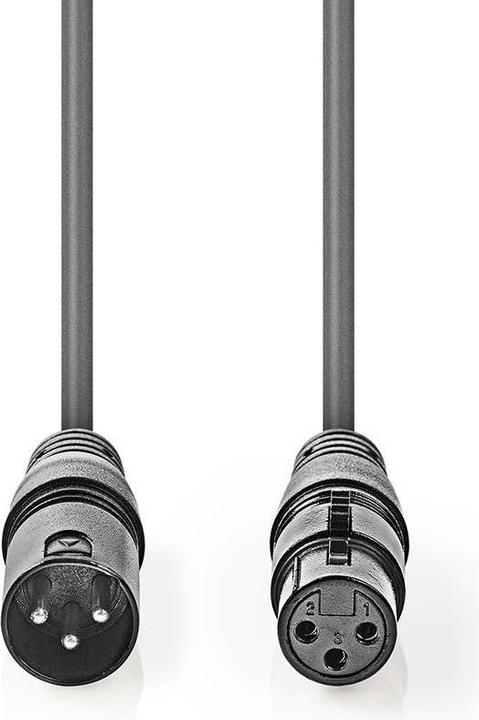 Image du produit Nedis Câble audio Balanced XLR 3 broches mâle XLR 3 broches femelle Nickelé 15.0 m rond PVC Gris foncé (15 m, XLR)