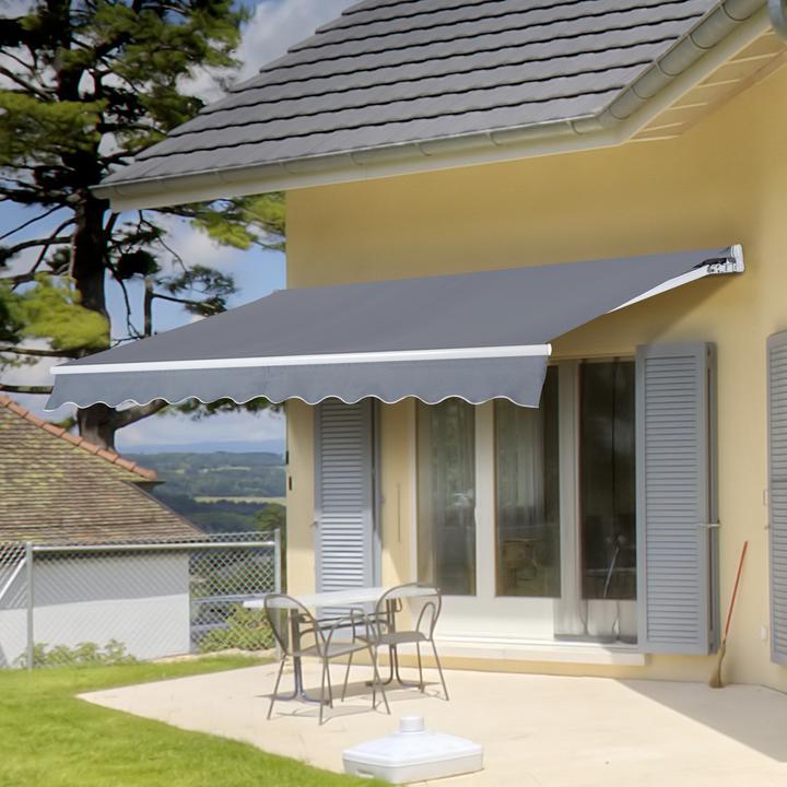 Actual product image Swisshandel24 Awning Aluminium awning Articulated arm awning Awning 4m Sun protection balcony Grey (4 m)