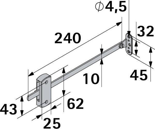Produktbild Hettich Klappensttze rechts/links verwendbar, ffnungswinkel 85, 1 Stck