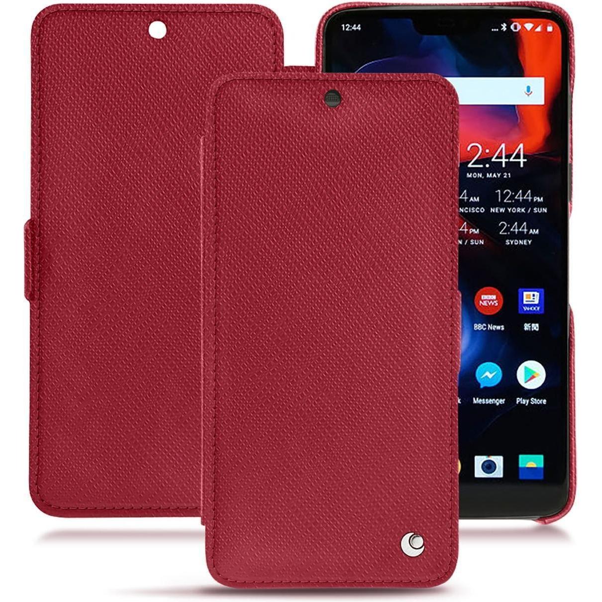 Thumbnail - Noreve Lederschutzhülle horizontal (OnePlus 6), Smartphone Hülle, Rot