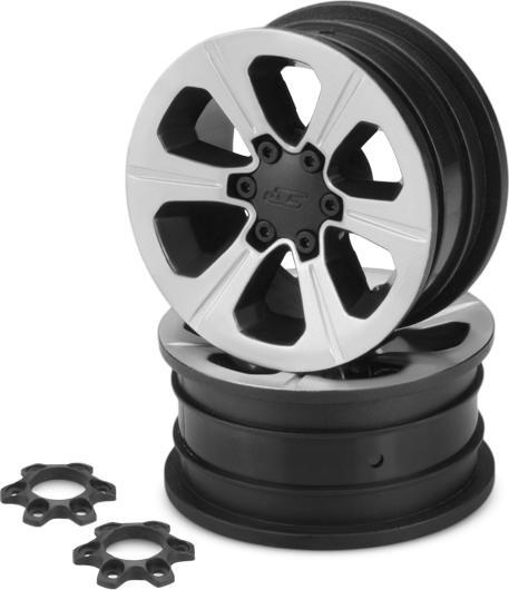 Actual product image JConcept Hustle - 1.9 Vaterra Ascender 12mm glue-on wheel - (black w/ silver face plating) - 2pc.