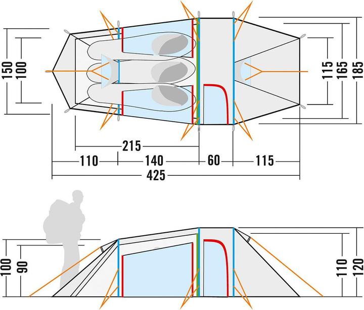 Image du produit Tatonka Groenland 3 Vent Tent (Tente tunnel, 3.80 kg, 3 personnes)