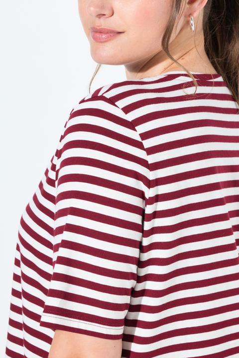 Produktbild Ulla Popken T-Shirts, 2er-Pack, Ringel/uni, V-Ausschnitt, Halbarm (42, 44)