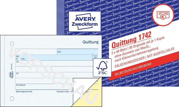 Produktbild Avery Quittung Kleinunternehmer ohne MwSt. (40 x)