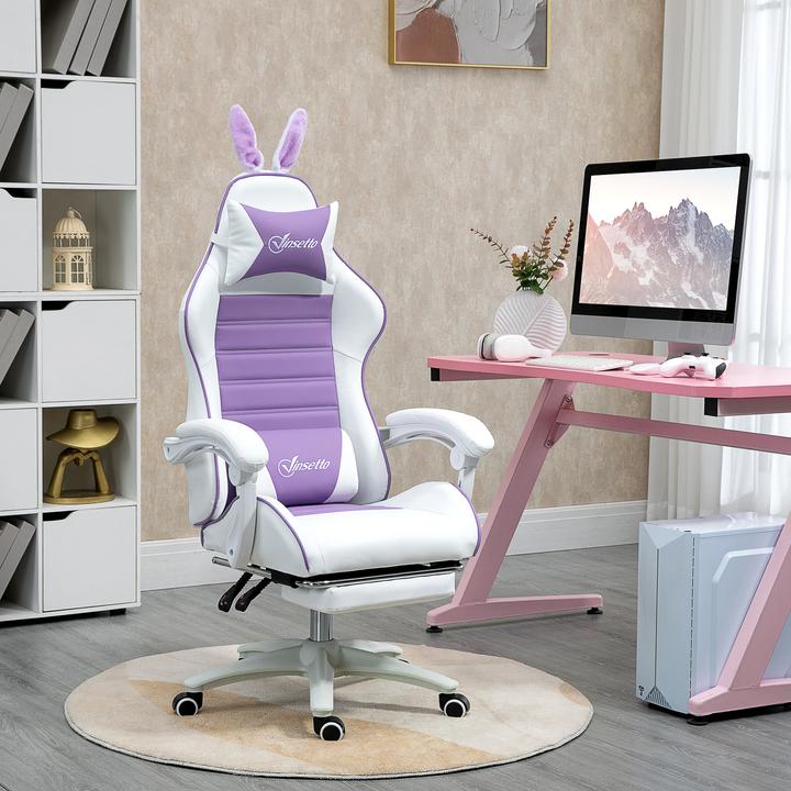 Actual product image Vinsetto Gaming-Stuhl Kunstleder, Schaumstoff Violett