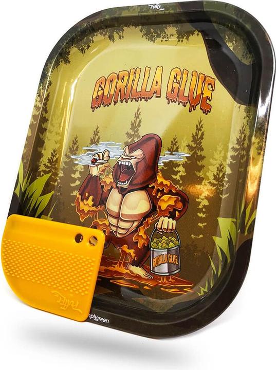 Best Buds Metal Rolling Tray S Gorilla Glue with Magnetic Grinder Card 140 x 180mm