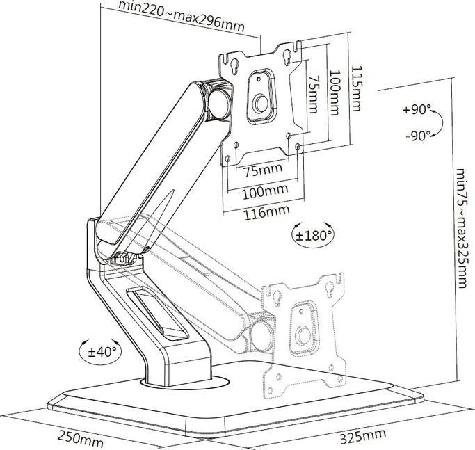 Immagine prodotto Multibrackets Supporto per monitor Slim Touch 17 - 32", metallo/alluminio (Tavolo, 32", 10 kg)