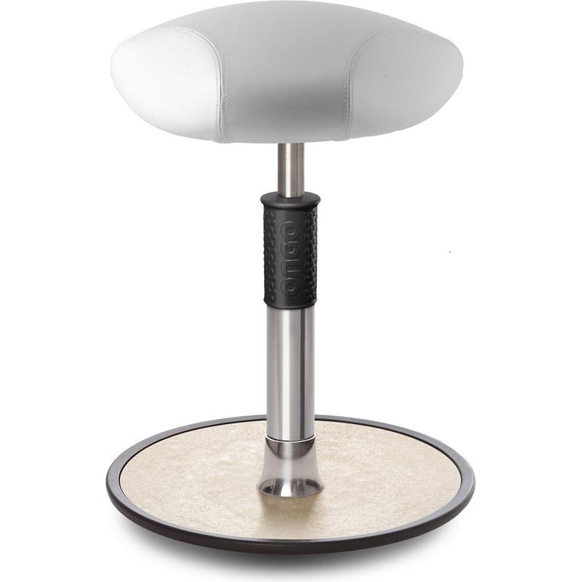 Ongo, Bürostuhl, Sitz- Stehhocker Free Regular Triangel skai Kunstleder Weiss Chrom /cremeweiss