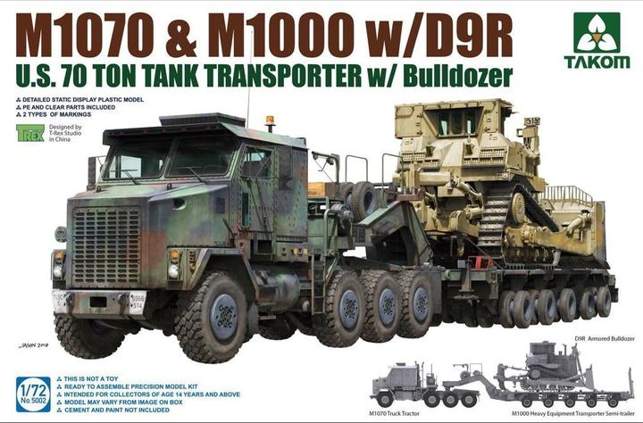 Takom U.S. M1070&M1000 w/D9R 70 Ton Tank Transporter w/Bulldozer