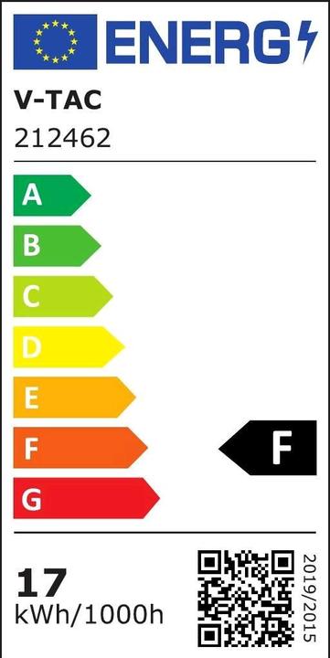 Energy Label V-TAC VT2835 LED Strip SMD2835 204 LED High Lumen 4000K IP20 5m (White, 500 cm)