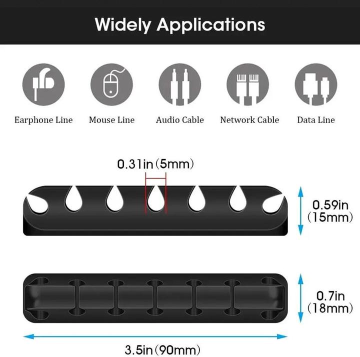 PhoneLook 7-Kanal Silikon Kabelklemme für Tisch Wand Klebestreifen