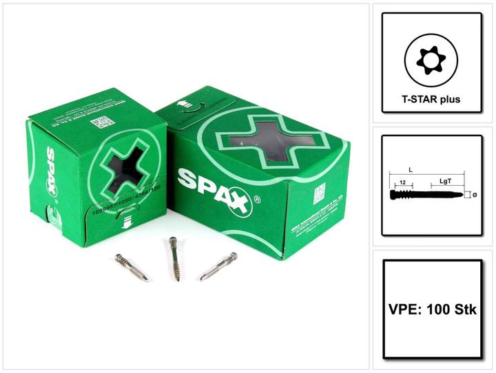 Productafbeelding Spax Vlonderschroef Alu 5,0 x 51 mm 100 st. Roestvrij staal A2 ( 0557000500513 ) Bevestigingsdraad (100 Schroeven per stuk)