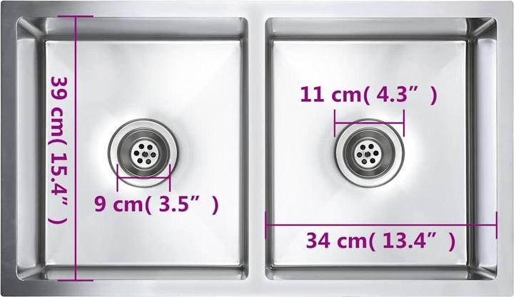 Produktbild vidaXL Küchenspüle (Einbauspüle, 44 cm, 76 cm)