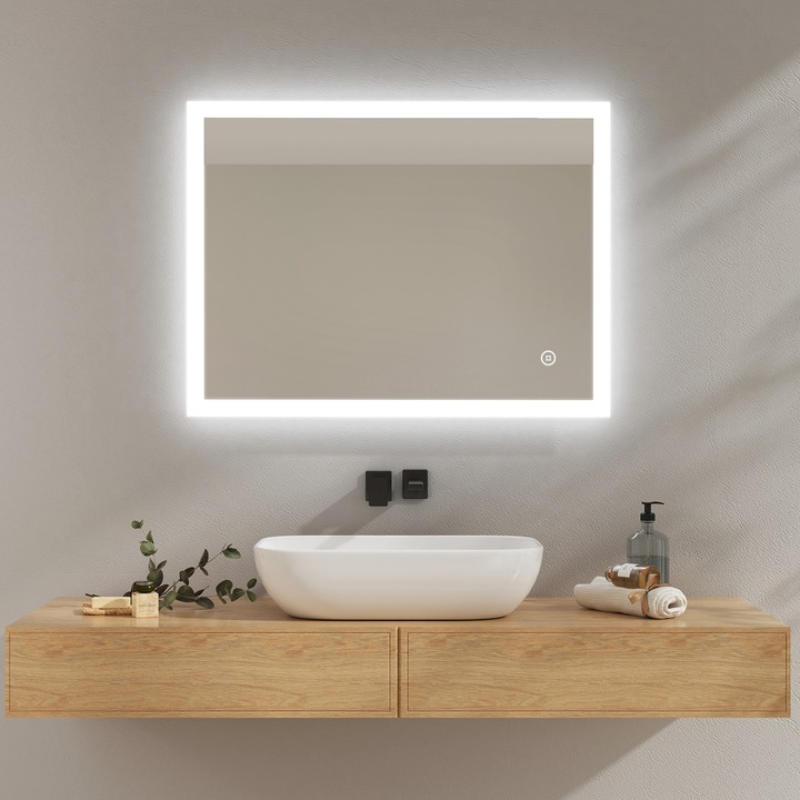 Immagine prodotto Emke Miroir De Salle De Bain Avec Éclairage 80*60cm, Anti-Buée, 3 Temperature di Colore e Dimmerabile