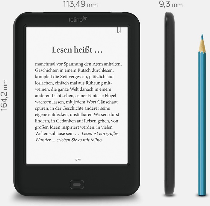 Actual product image tolino shine 2 HD (6", 4 GB, Black)