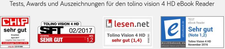 Produktbild tolino vision 4 HD (6", 8 GB, Schwarz)