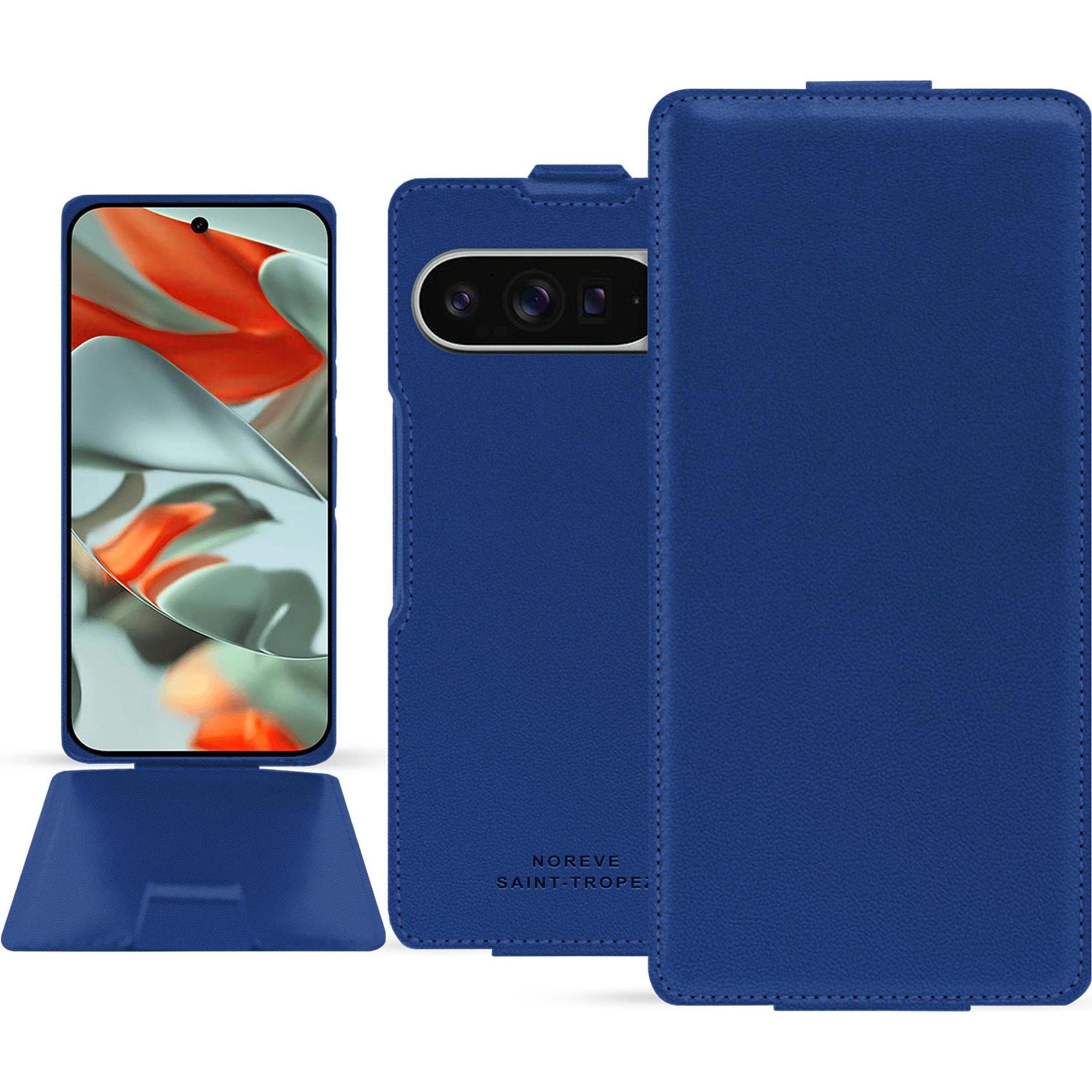 Noreve Lederschutzhülle vertikal (Google Pixel 9 Pro XL), Smartphone Hülle, Blau