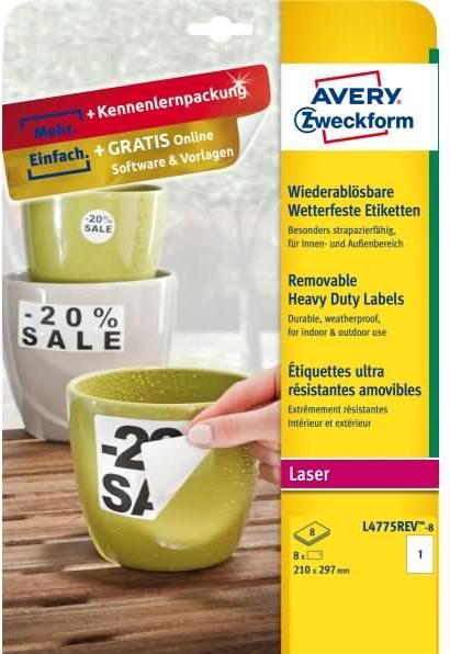 Produktbild Avery Wetterfeste, wieder ablösbare Etiketten
