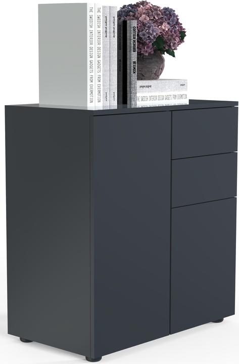 Produktbild VCM Holz Kommode Sideboard Highboard Anrichte Schrank Vandol 2 Schublade Drehtüren (70 x 39 x 77 cm)