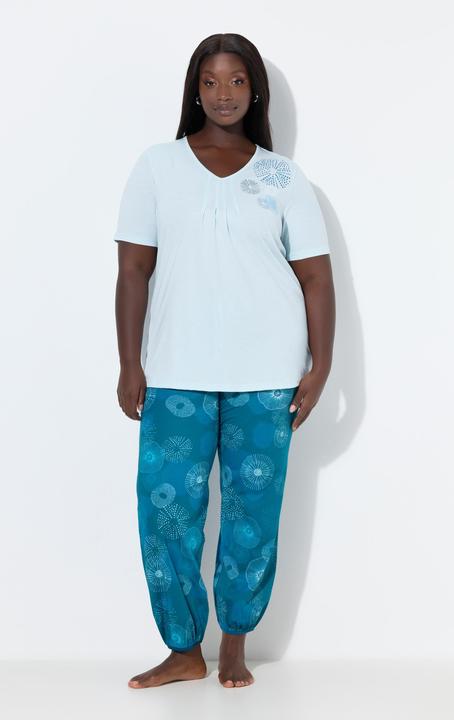 Produktbild Ulla Popken Pyjama, Kreise, V-Ausschnitt, Halbarm, Elastiksaum (60)