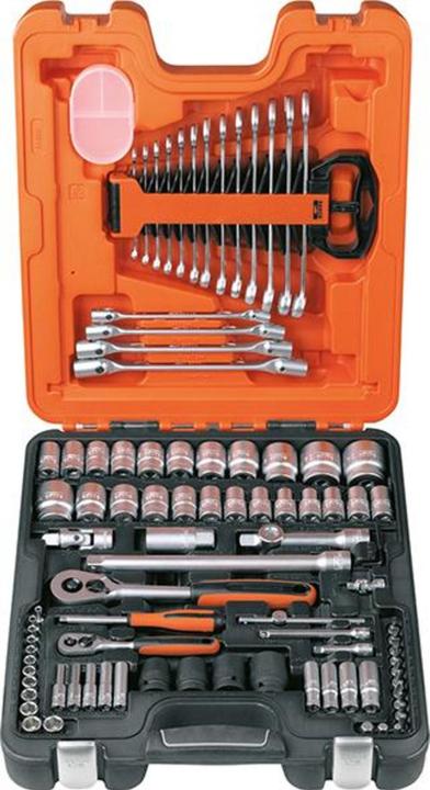 Produktbild Bahco 1/4"- und 1/2"-Steckschlüssel-Satz inklusive Ring-Maulschlüsseln - 92-teilig