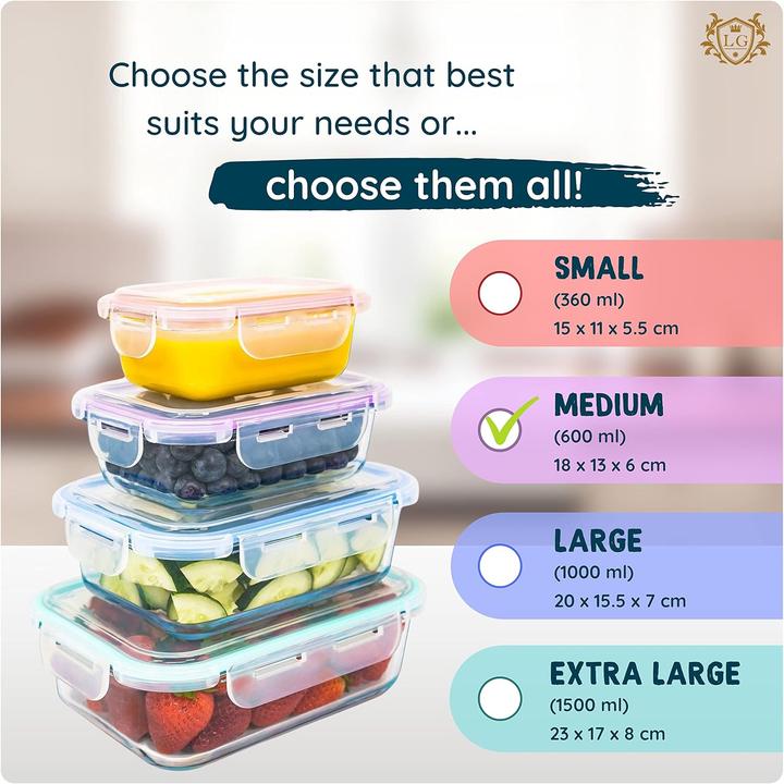 Produktbild LG Luxury & Grace 4er Glas Frischhaltedosen-Set, luftdicht (0.60 l)