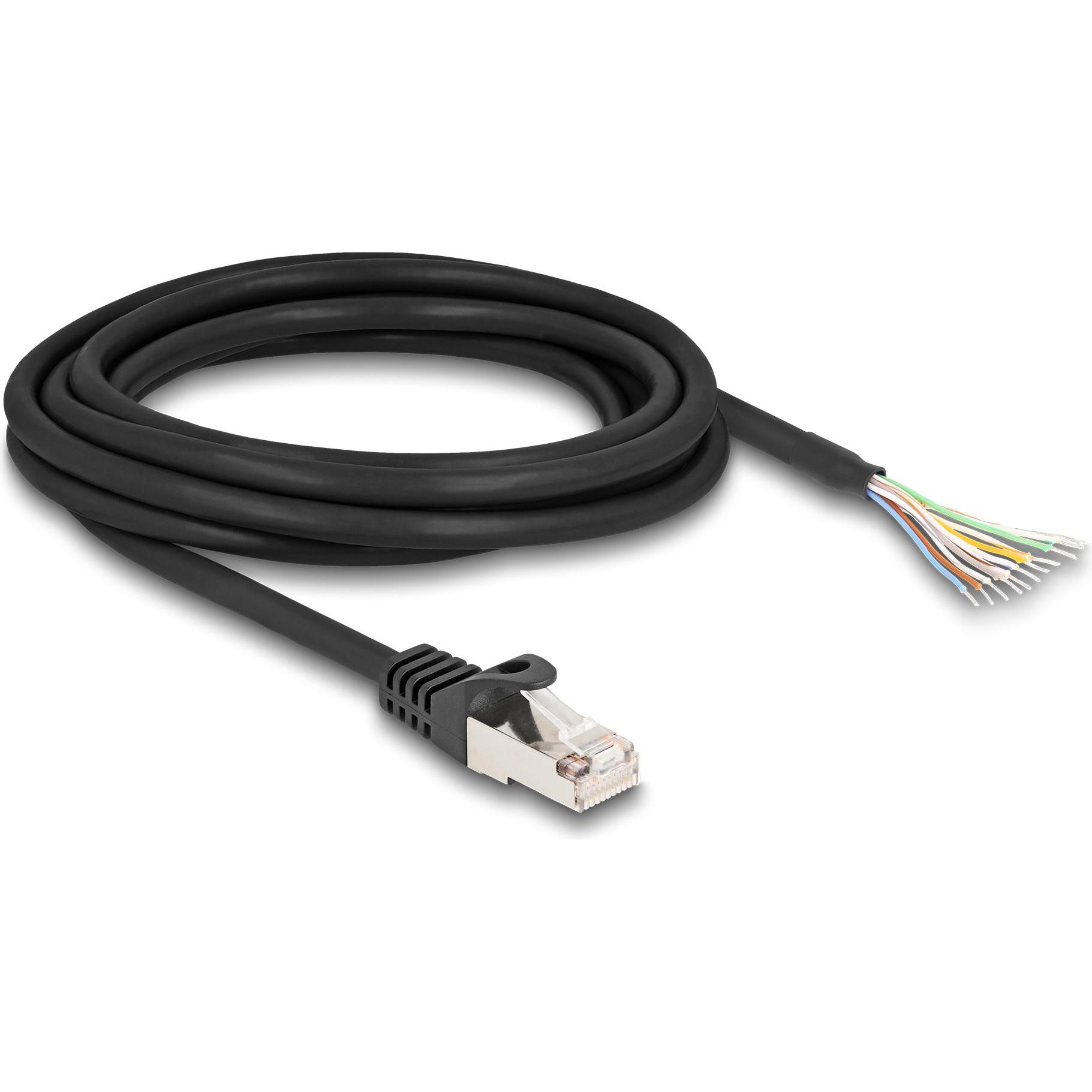 Delock Cavo con spina RJ50 per aprire le estremità del cavo S/FTP 3 m nero (S/FTP, 3 m), Cavo di rete