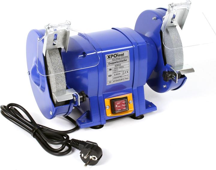 Actual product image Wiltec XPOtool Bench Grinder 250W Grinding Discs Ø 150mm with Coarse and Fine Grinding Disc (Bench grinder, 250 W)