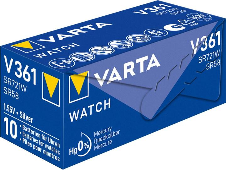 Produktbild Varta Knopfzelle V361, 1.55V, 1 Stk (10 Stk., SR58, 20 mAh)
