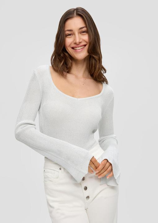 Produktbild s.Oliver Strickpullover Leichter Ripppullover mit Glitzereffekt (S, XS)