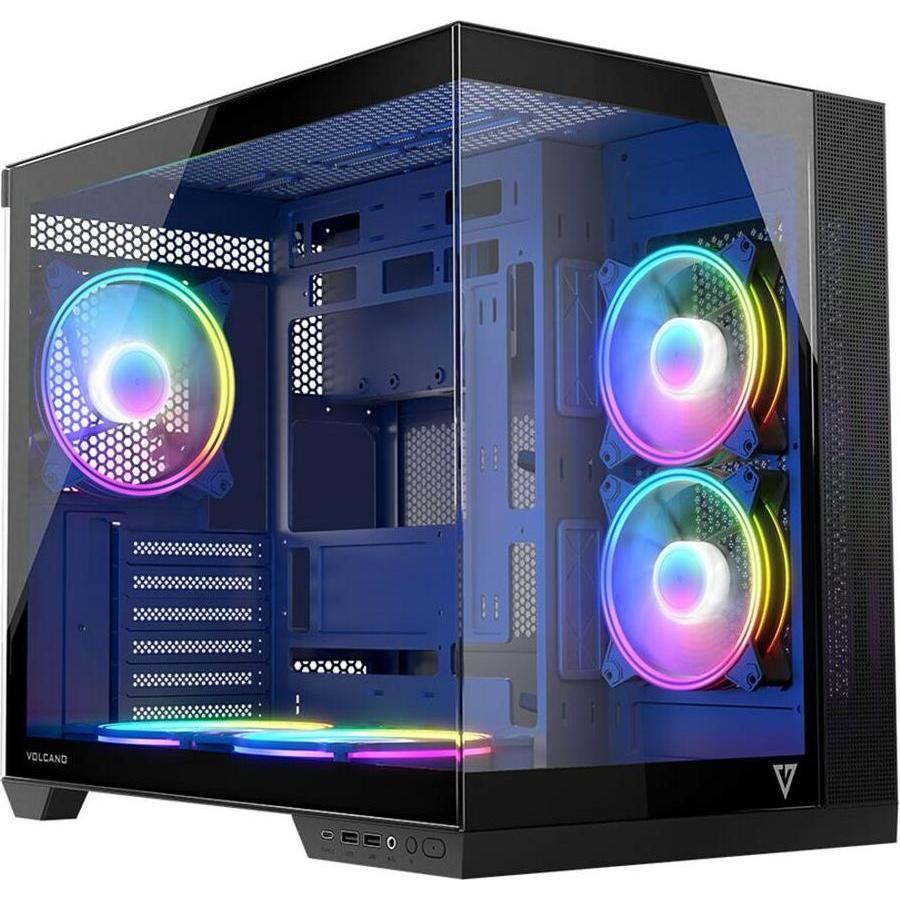 Modecom Obudowa Vulcano Panorama Apex ARGB 5F (AT-PANORAMA-5F-ARGB-10-000000-0002) (ATX, Micro ATX (mATX), Mini-ITX), Case PC, Grigio